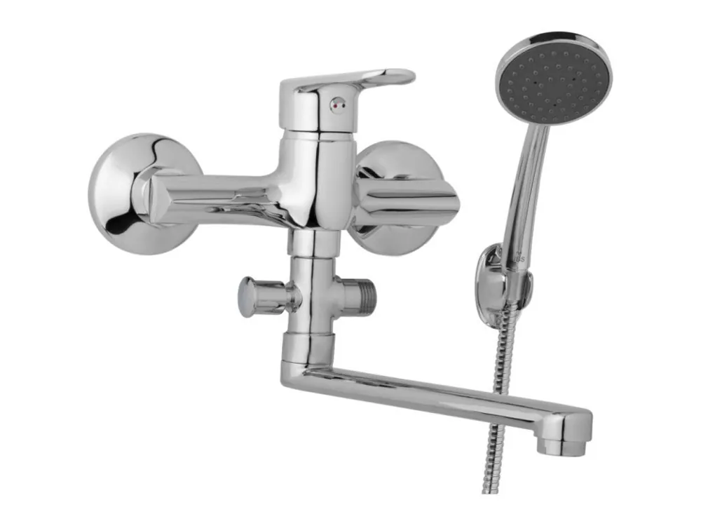 Cenově Výhodný Nástěnná umyvadlová a sprchová baterie FINERY, rozteč 150 mm, s příslušenstvím, ramínko 200 mm