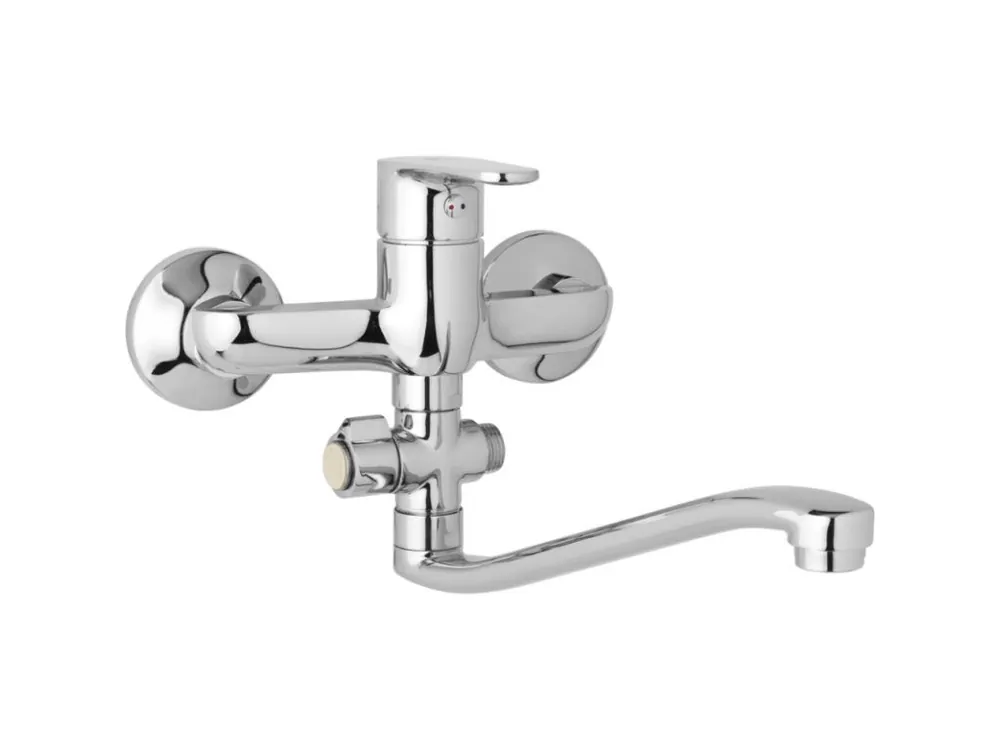 JB Sanitary nástěnná umyvadlová a sprchová baterie TIRA D10 37 40 rozteč 150 mm, otočný přepínač, bez příslušenství, S ramínko 300 mm Víkendová Akce