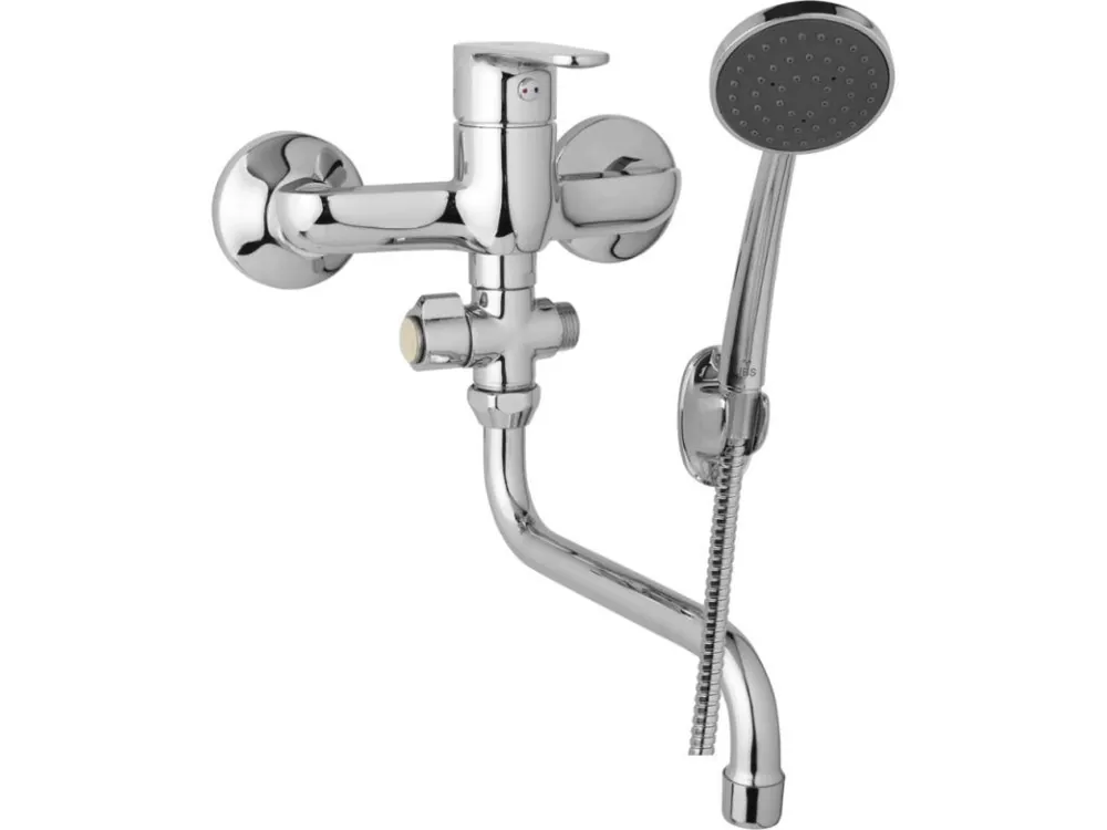 Bezpečná Platba JB Sanitary nástěnná umyvadlová a sprchová baterie TIRA D10 37 51 rozteč 150 mm, otočný přepínač, s příslušenstvím, trubkové ramínko 300 mm
