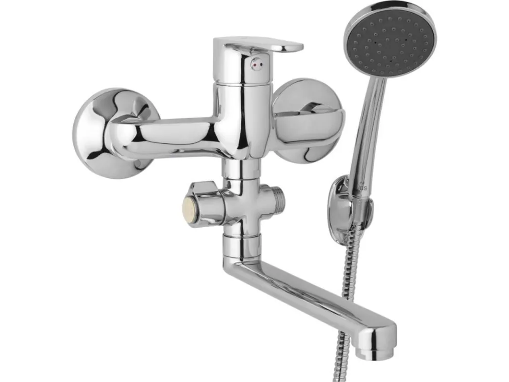 Výprodej JB Sanitary nástěnná umyvadlová a sprchová baterie TIRA D10 37 11 rozteč 150 mm, otočný přepínač, s příslušenstvím, ramínko 300 mm
