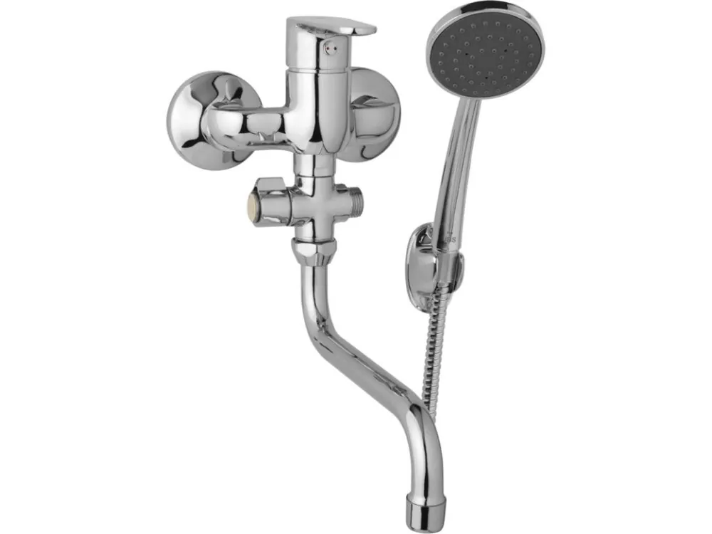 Nejlepší Volba JB Sanitary nástěnná umyvadlová a sprchová baterie TIRA D10 32 51 rozteč 100 mm, otočný přepínač, s příslušenstvím, trubkové ramínko 300 mm