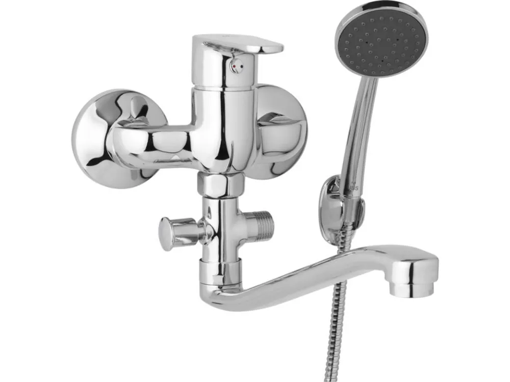 Zlevněný JB Sanitary nástěnná umyvadlová a sprchová baterie TIRA D10 31 41 rozteč 100 mm s příslušenstvím, S ramínko 300 mm