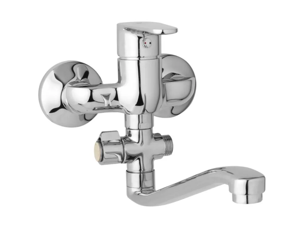 JB Sanitary nástěnná umyvadlová a sprchová baterie TIRA D10 32 40 rozteč 100 mm, otočný přepínač, bez příslušenství, S ramínko 300 mm Ověřený