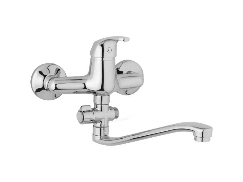 JB Sanitary nástěnná umyvadlová a sprchová baterie SLIM A10 37 40 rozteč 150 mm, otočný přepínač, bez příslušenství, S ramínko 300 mm Akční Nabídka