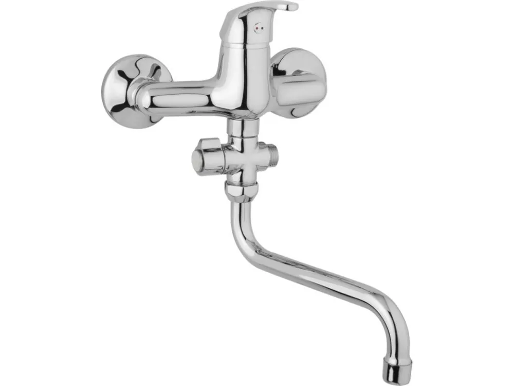 Tovární Cena JB Sanitary nástěnná umyvadlová a sprchová baterie SLIM A10 37 30 150 mm, otočný přepínač, bez příslušenství, trubkové ramínko 200 mm