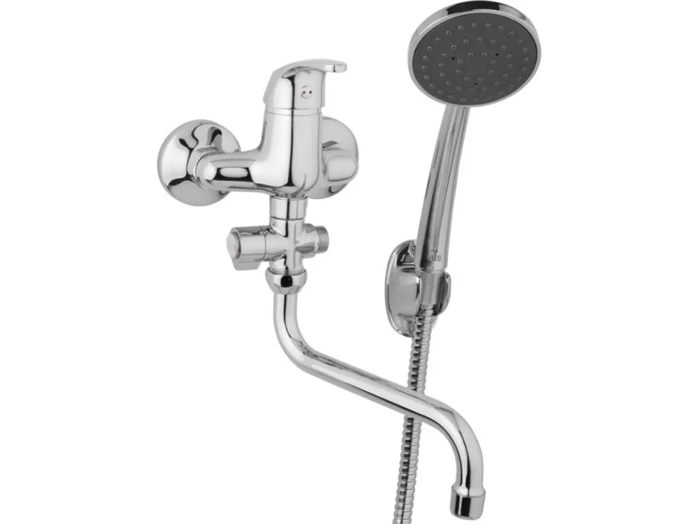JB Sanitary nástěnná umyvadlová a sprchová baterie SLIM A10 32 31 rozteč 100 mm, otočný přepínač,s příslušenstvím, trubkové ramínko 200 mm Cenově Výhodný