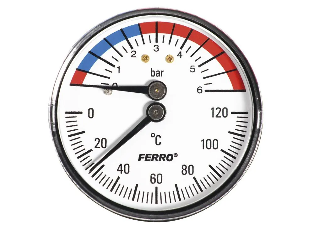 Cenový Hit Termomanometr 63mm 1/2" AXIÁLNÍ 0-6bar