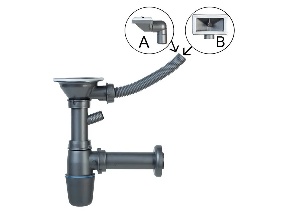 Cenový Hit Sifon pro dřez s přepadem, 89 mm, plast