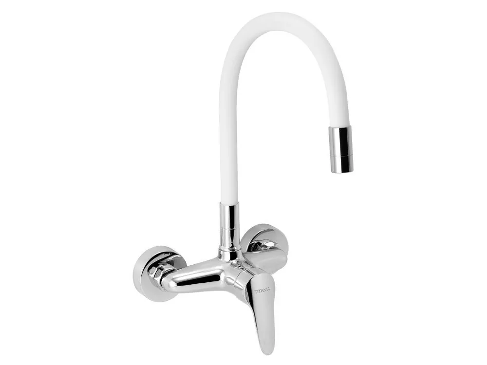 Nová Kolekce Novaservis dřezová baterie s elastickým ramenem 150mm TITANIA IRIS NEW˙ 94480,0B , bílá-chrom