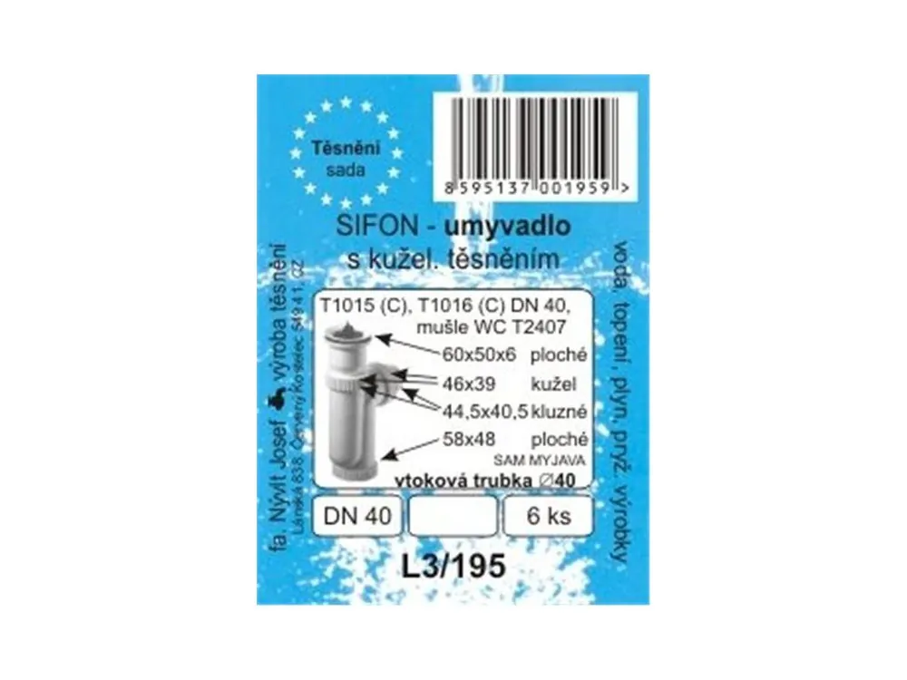 SADA - těsnění umývadl. sifonu DN40 - nový typ SAM Myjava - L3/195 Kup Teď