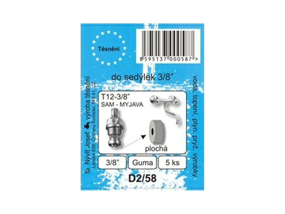 SADA - těsnění sedla vršku 3/8" ploché černá guma - D2/58 Levný