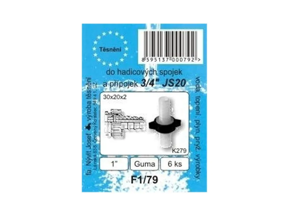 SADA - těsnění ploché - pryž - JS20 na 3/4" přípojku - 1" - 30 x 20 mm - F1/79 Akční Nabídka