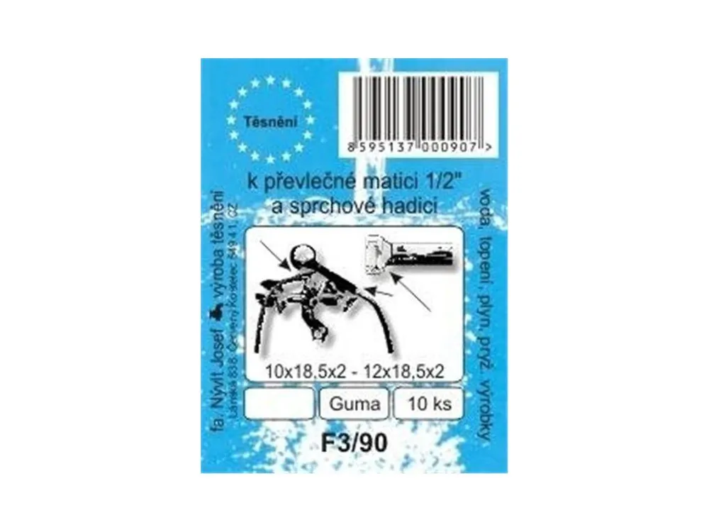 Novinka SADA - ploché těsnění - guma - 1/2" - 18 x 12 x 2 mm - F3/90